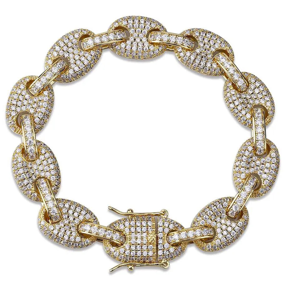 12mm Iced G-Link Bracelet in Yellow Gold 820.3cm  The Icetruck