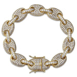 12mm Iced G-Link Bracelet in Yellow Gold