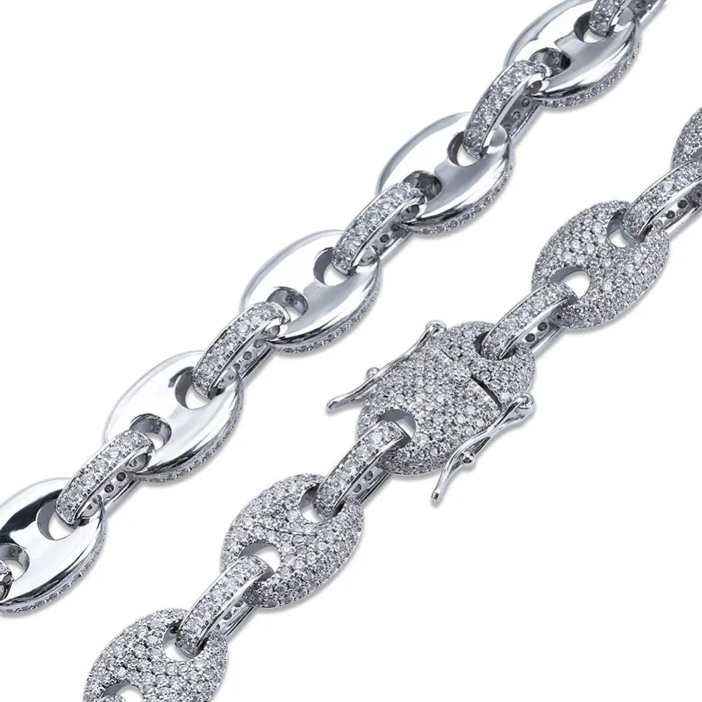 12mm Iced G-Link Chain in White Gold | - The Icetruck
