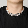 14mm Baguette Curb Chain in White Gold | - The Icetruck