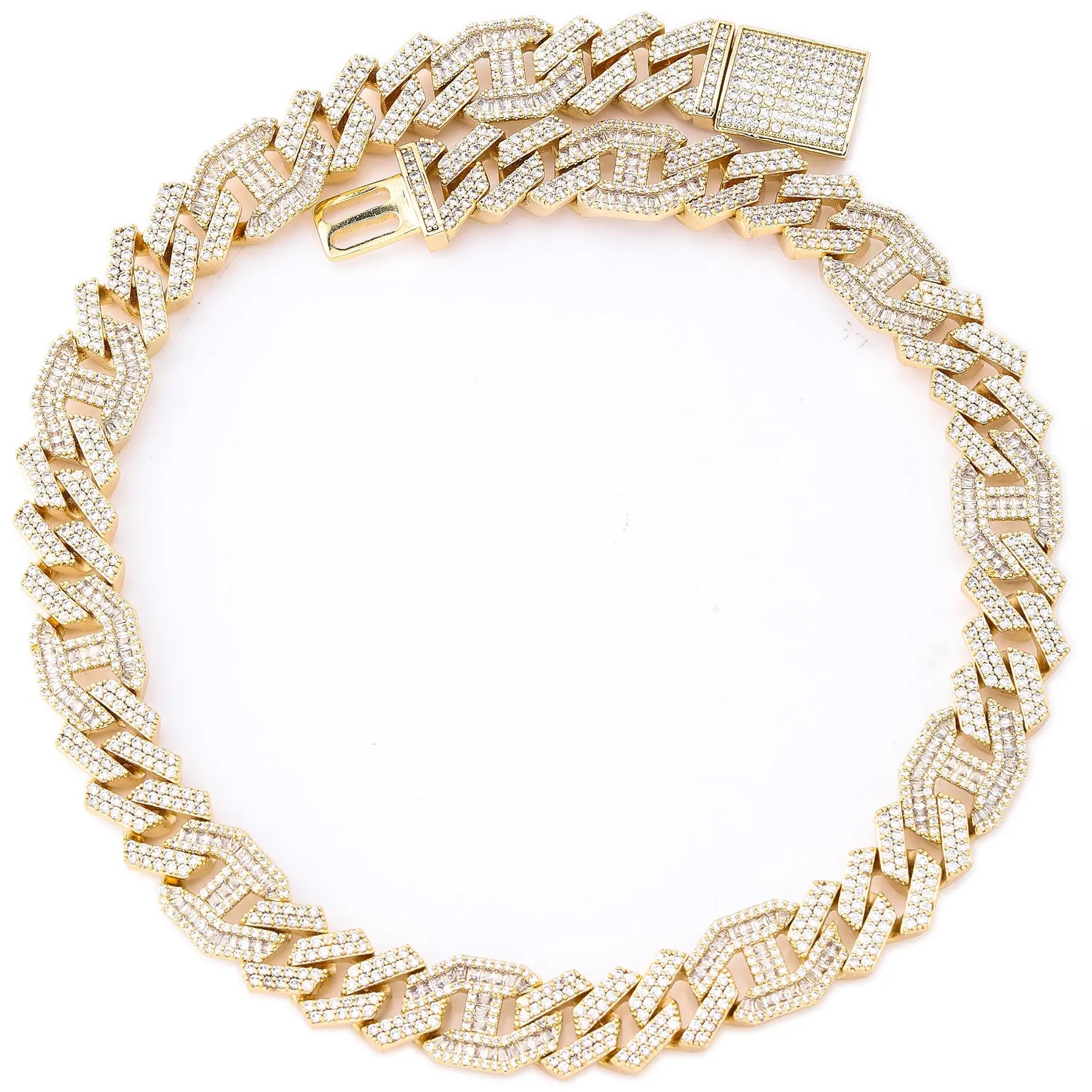 14mm Baguette Curb Chain in Yellow Gold 2255.9cm  The Icetruck