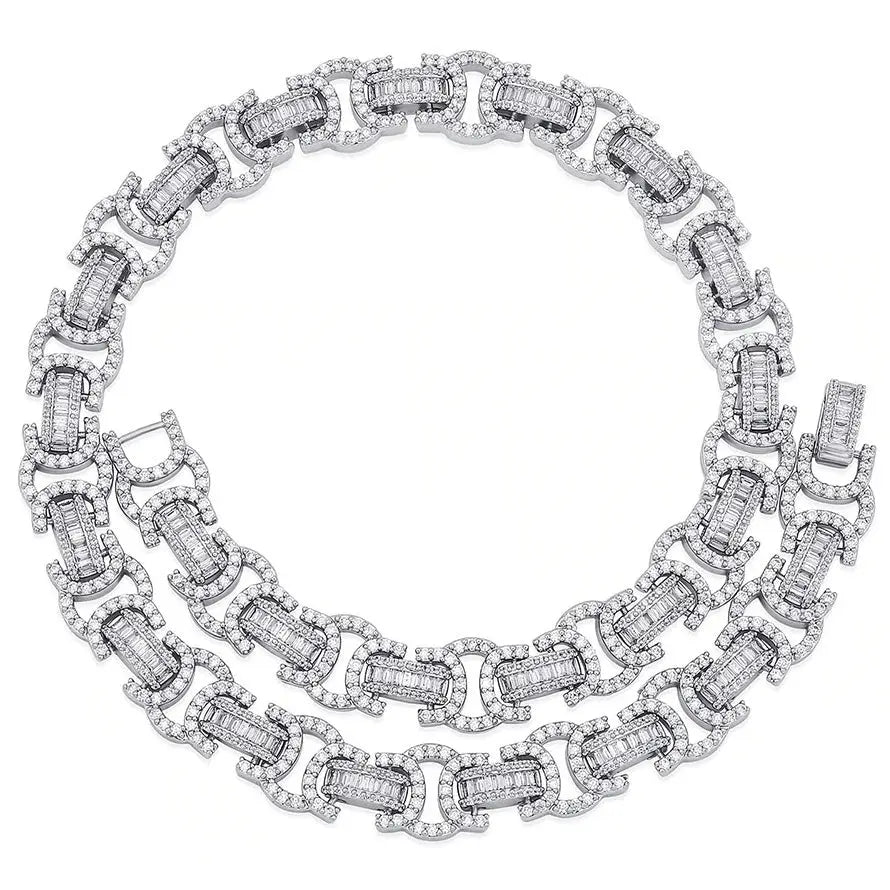 14mm Diamond Byzantine Chain in White Gold 2255.9cm  The Icetruck