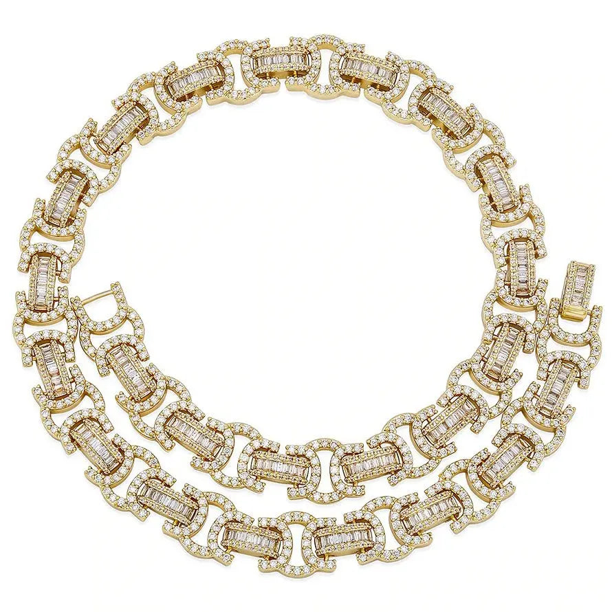 14mm Diamond Byzantine Chain in Yellow Gold 2255.9cm  The Icetruck