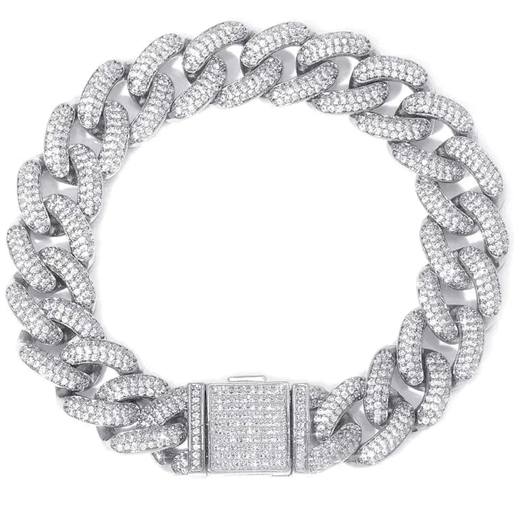 14mm Iced Cuban Link Bracelet in White Gold 922.9cm  The Icetruck