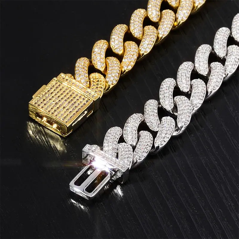 14mm Iced Cuban Link Bracelet in White Gold | - The Icetruck