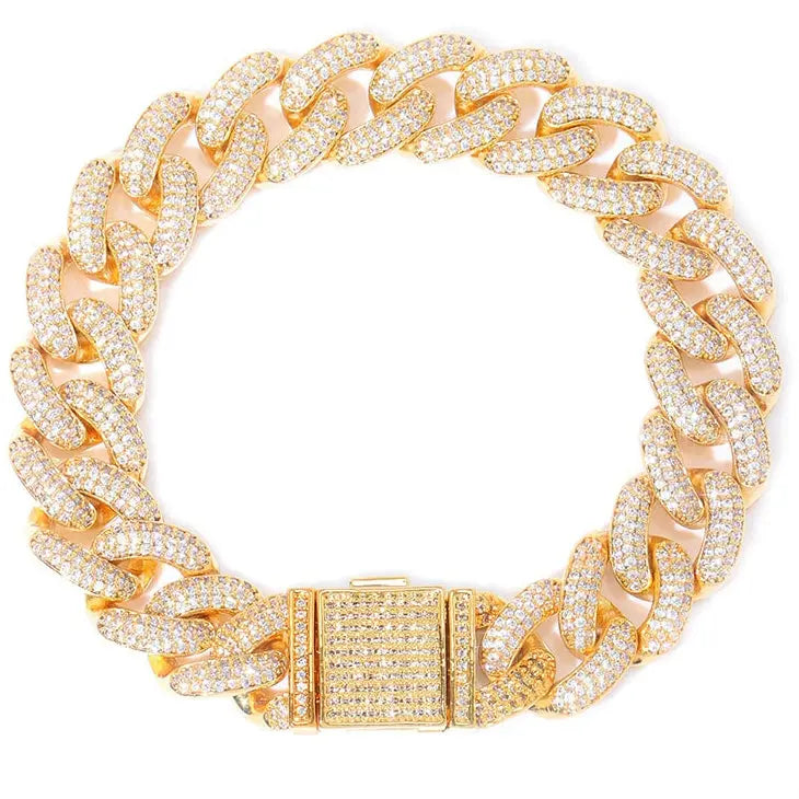 14mm Iced Cuban Link Bracelet in Yellow Gold 922.9cm  The Icetruck