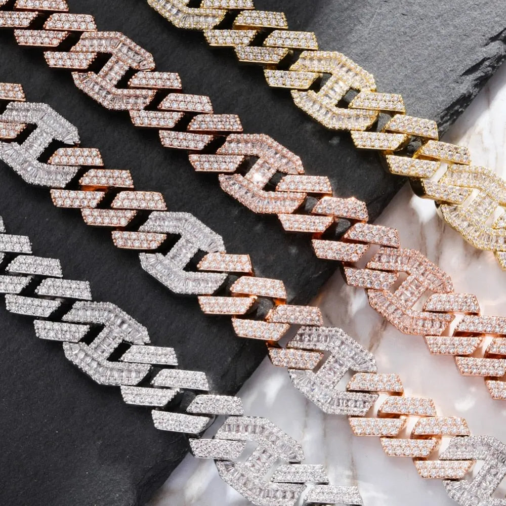 14mm Two-Tone Baguette Curb Chain | - The Icetruck