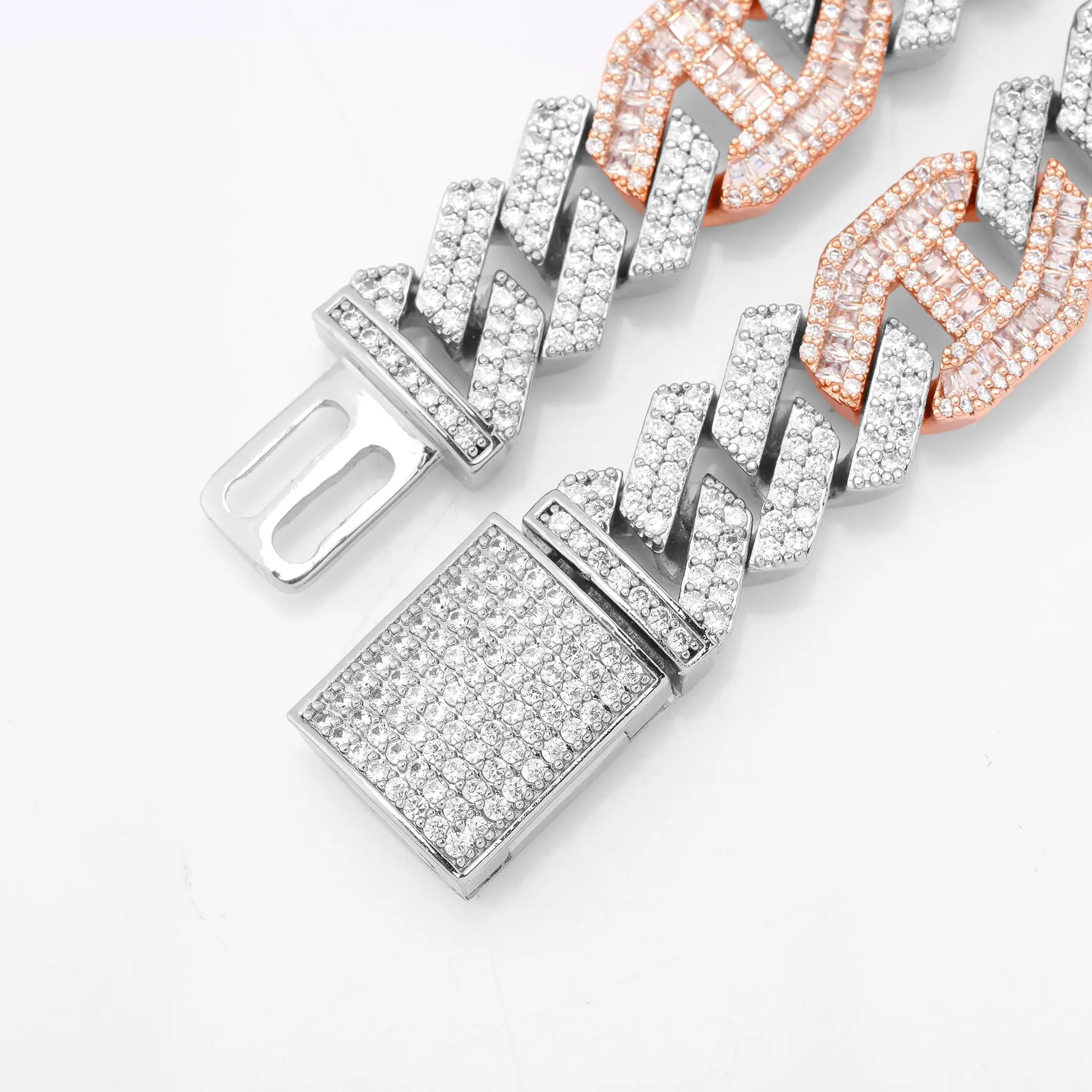 14mm Two-Tone Baguette Curb Chain | - The Icetruck