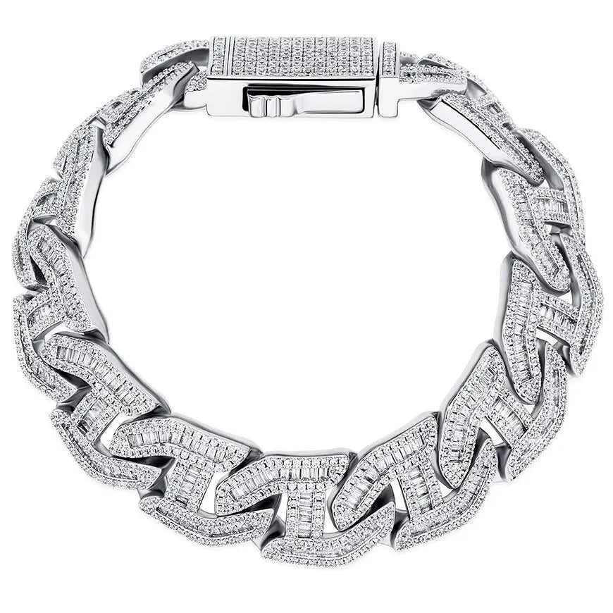 16mm Baguette Chain Link Bracelet in White Gold 922.8cm  The Icetruck