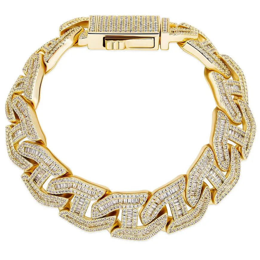 16mm Baguette Chain Link Bracelet in Yellow Gold 922.8cm  The Icetruck