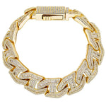 16mm Baguette Chain Link Bracelet in Yellow Gold