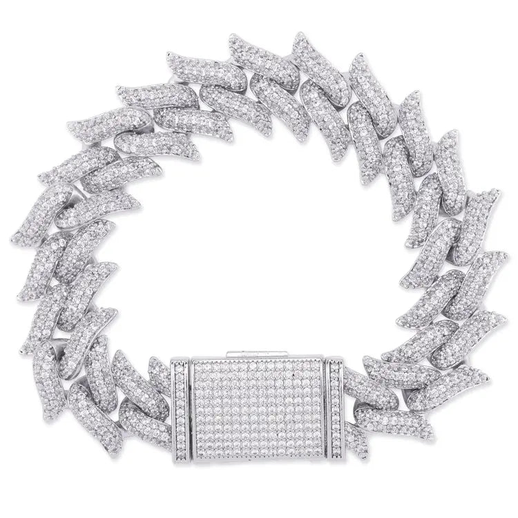 16mm Spiked Cuban Bracelet in White Gold 922.9cm  The Icetruck