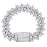16mm Spiked Cuban Bracelet in White Gold
