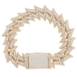 16mm Spiked Cuban Bracelet in Yellow Gold
