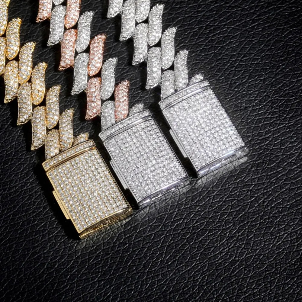 16mm Spiked Diamond Cuban Chain in White Gold | - The Icetruck