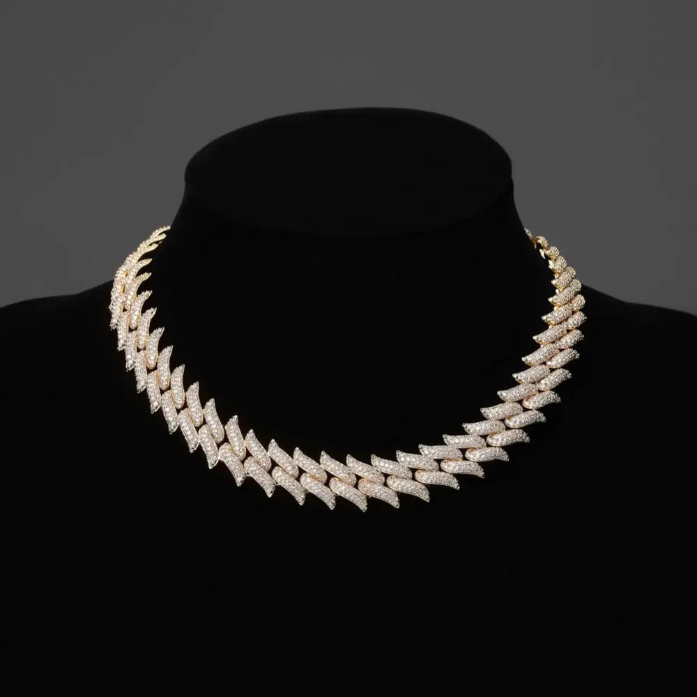 16mm Spiked Diamond Cuban Chain in Yellow Gold | - The Icetruck