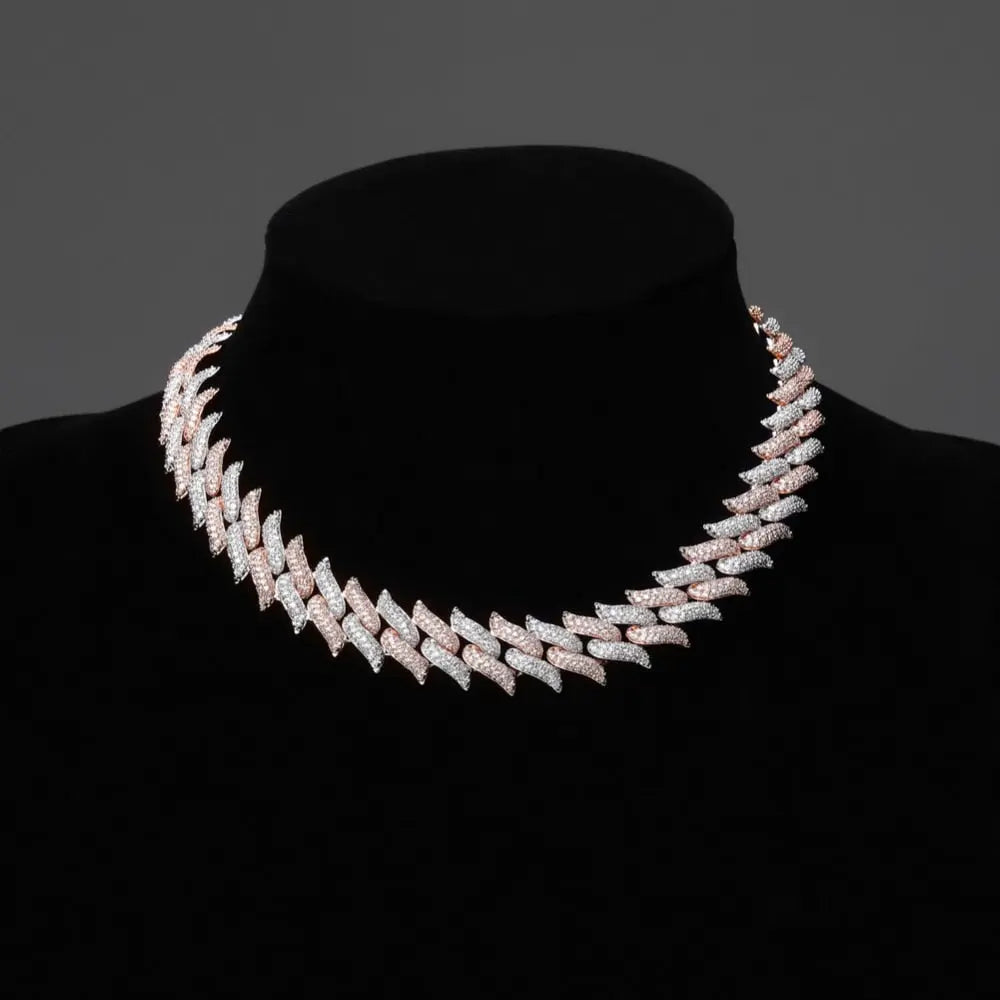 16mm Two-Tone Spiked Diamond Cuban Chain | - The Icetruck