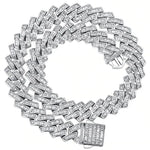 18mm Channel Set Baguette Cuban Chain in White Gold
