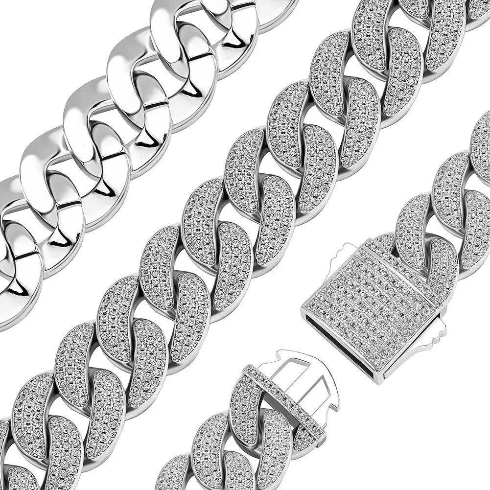 18mm Iced Cuban Link Bracelet in White Gold | - The Icetruck