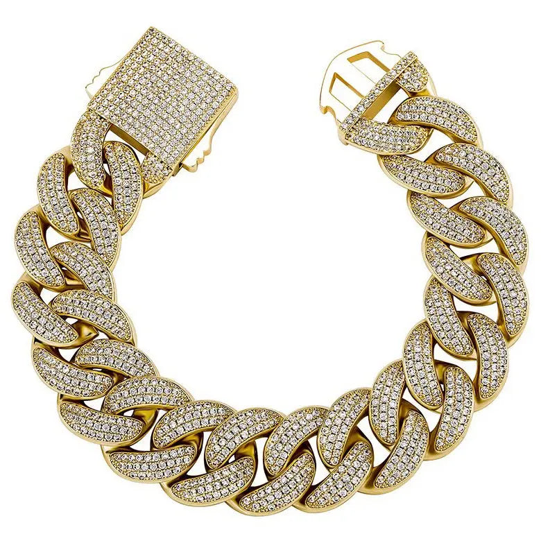 18mm Iced Cuban Link Bracelet in Yellow Gold 922.8cm  The Icetruck