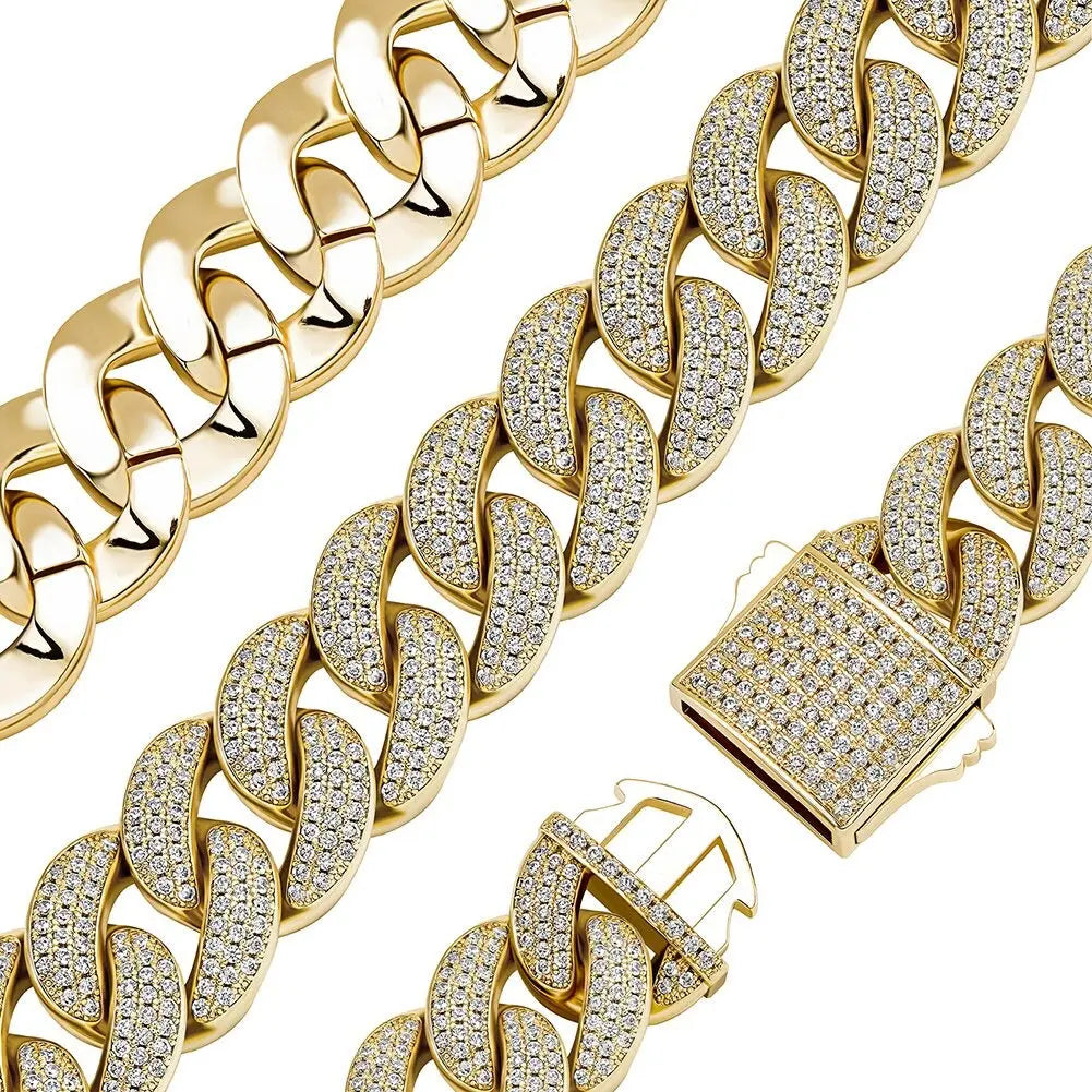 18mm Iced Cuban Link Bracelet in Yellow Gold | - The Icetruck