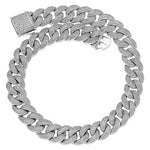 18mm Iced Cuban Link Chain in White Gold