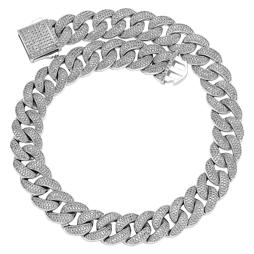 18mm Iced Cuban Link Chain in White Gold kaufen