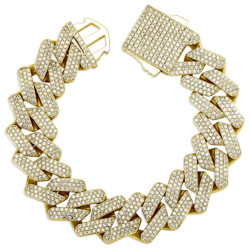 20mm Diamond Prong Link Bracelet in Yellow Gold 922.9cm  The Icetruck
