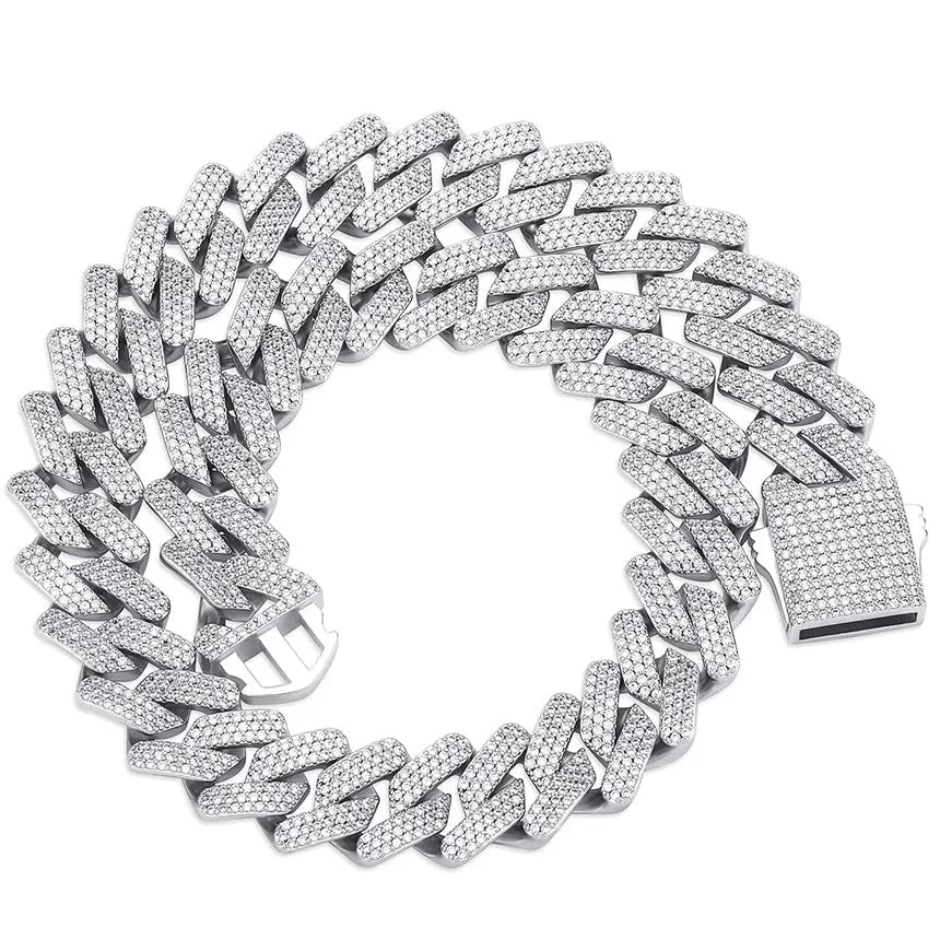 20mm Diamond Prong Link Chain in White Gold 2255.9cm  The Icetruck