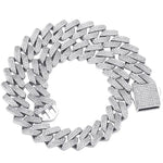 20mm Diamond Prong Link Chain in White Gold