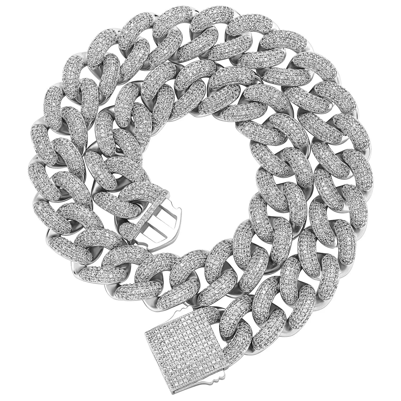 20mm Iced Cuban Link Chain in White Gold 2255.9cm  The Icetruck
