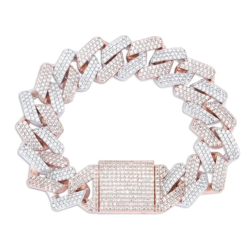 20mm Two-Tone Diamond Prong Link Bracelet | 7" / 17.8cm - The Icetruck