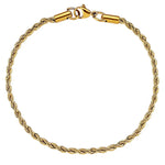 3mm Rope Bracelet in Yellow Gold