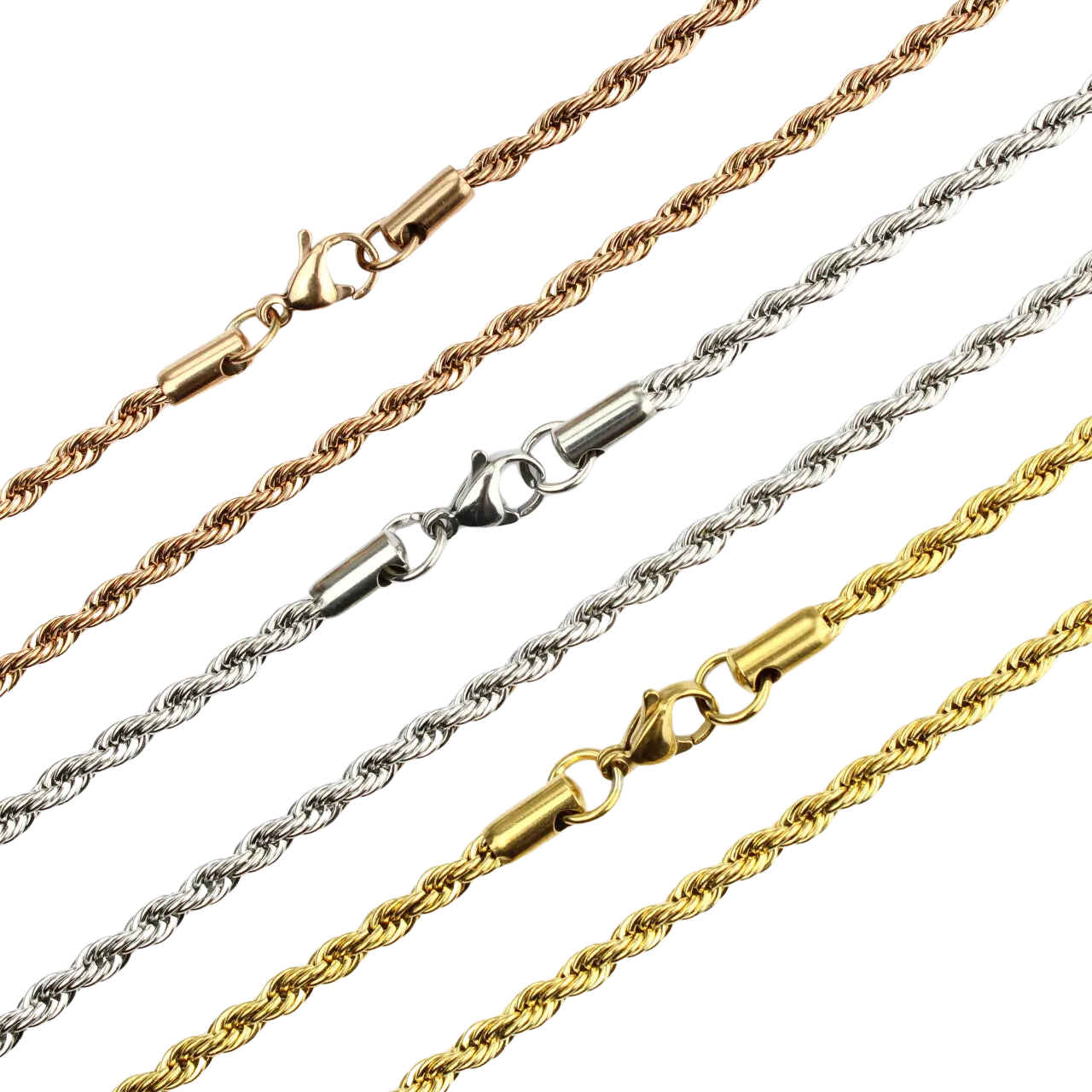 3mm Classic Rope Chain in Rose Gold