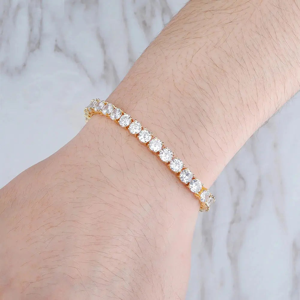 4mm Round Cut Tennis Bracelet in Yellow Gold | - The Icetruck