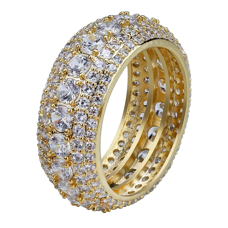 5 Layer Diamond Band Ring in Yellow Gold | 7 / 18k Yellow Gold Plated - The Icetruck