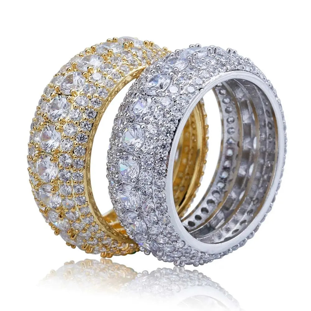5 Layer Diamond Band Ring in Yellow Gold | - The Icetruck