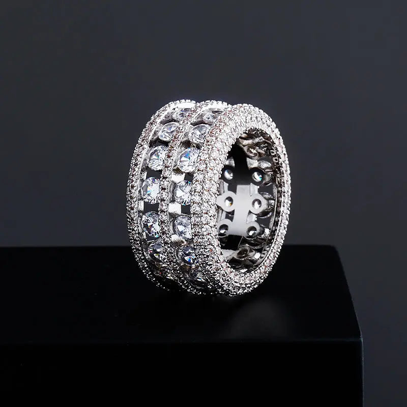 5 Row Diamond Band Ring in White Gold   The Icetruck