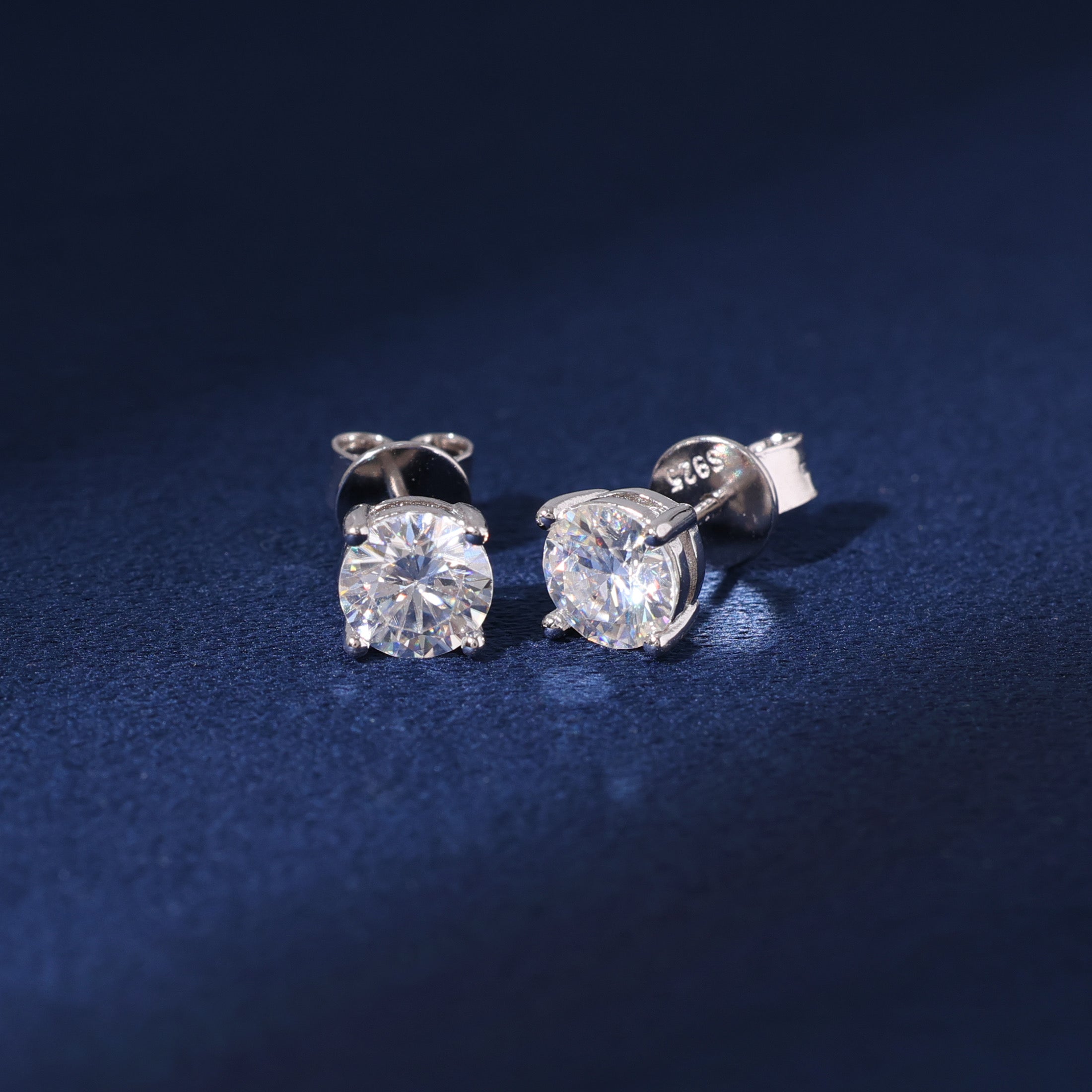 Moissanite Diamond Stud Earrings in White Gold