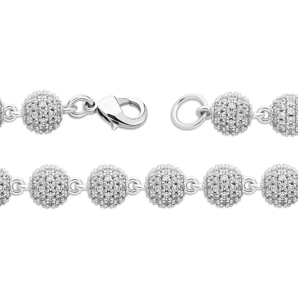 6mm Diamond Beads Bracelet in White Gold | - The Icetruck