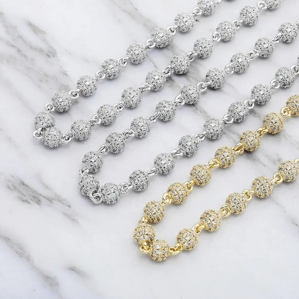 6mm Diamond Beads Chain in White Gold | - The Icetruck