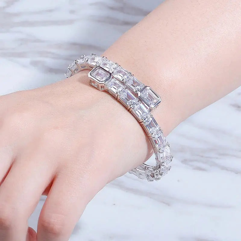 Baguette Band Bracelet in White Gold | - The Icetruck
