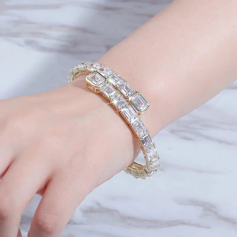 Baguette Band Bracelet in Yellow Gold | - The Icetruck