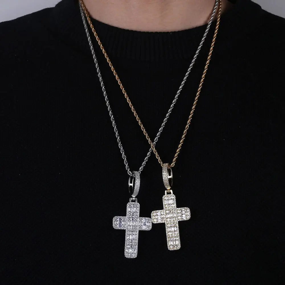 Baguette Diamond Cross Pendant | - The Icetruck