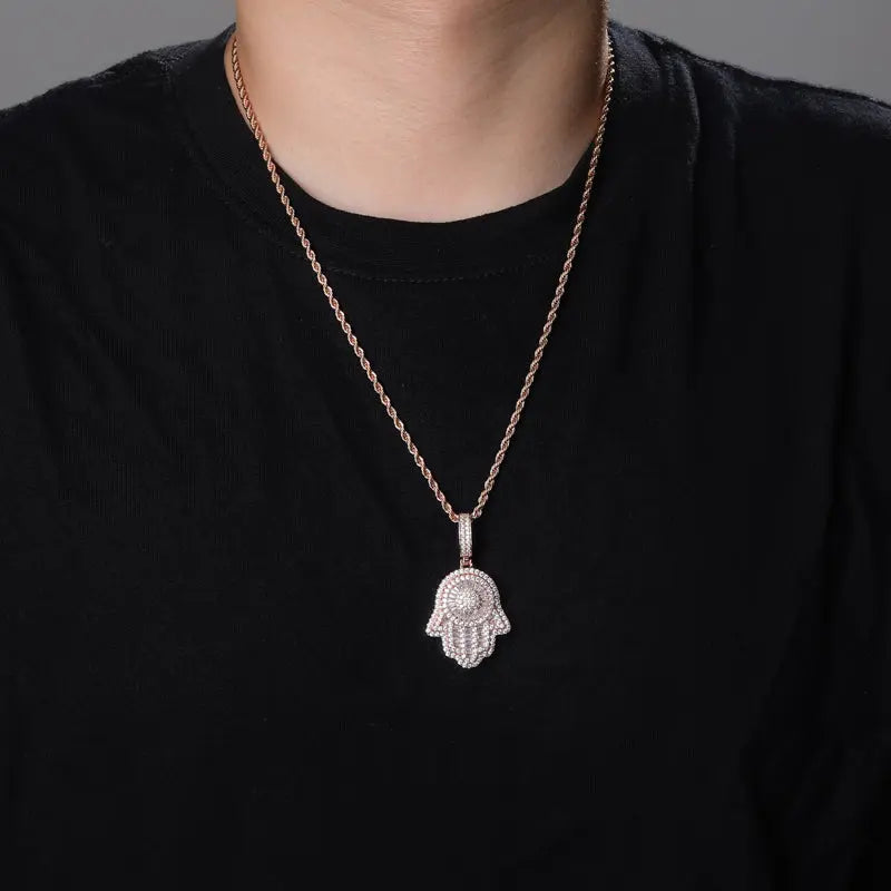 Baguette Diamond Hamza Pendant | - The Icetruck