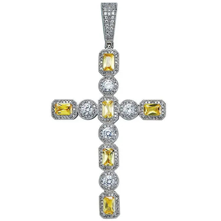 Canary Yellow Cross Pendant 925Silvermadetoorder  The Icetruck