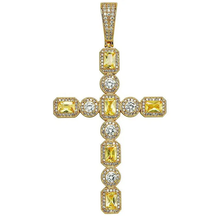 Canary Yellow Cross Pendant 18kYellowGoldPlated  The Icetruck