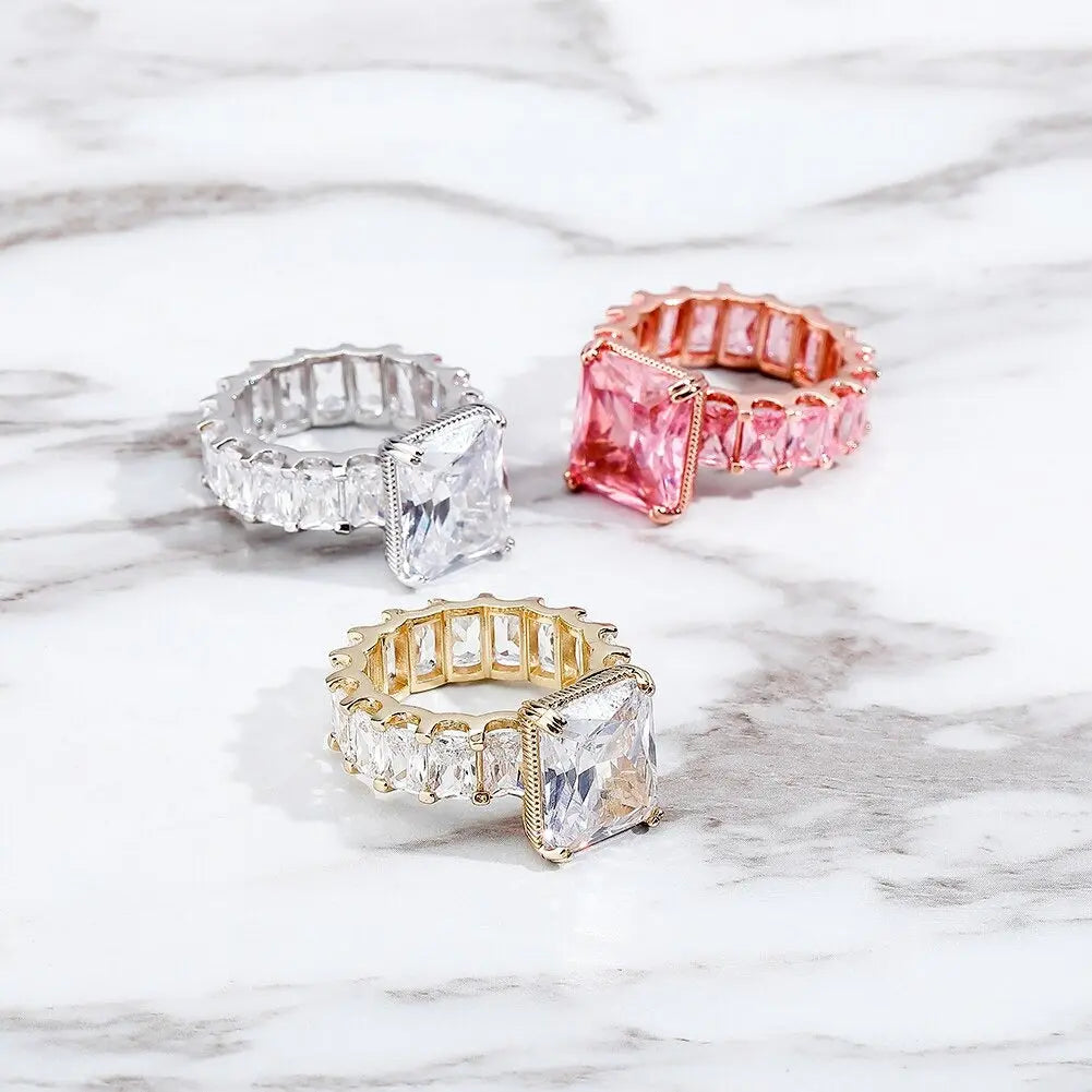 Center Stone Baguette Band Ring in White Gold | - The Icetruck