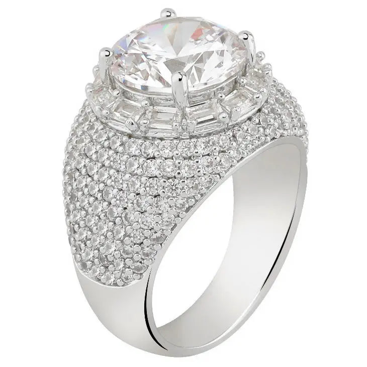 Clustered Diamond Band Ring in White Gold 1164.7mm925Silvermadetoorder  The Icetruck