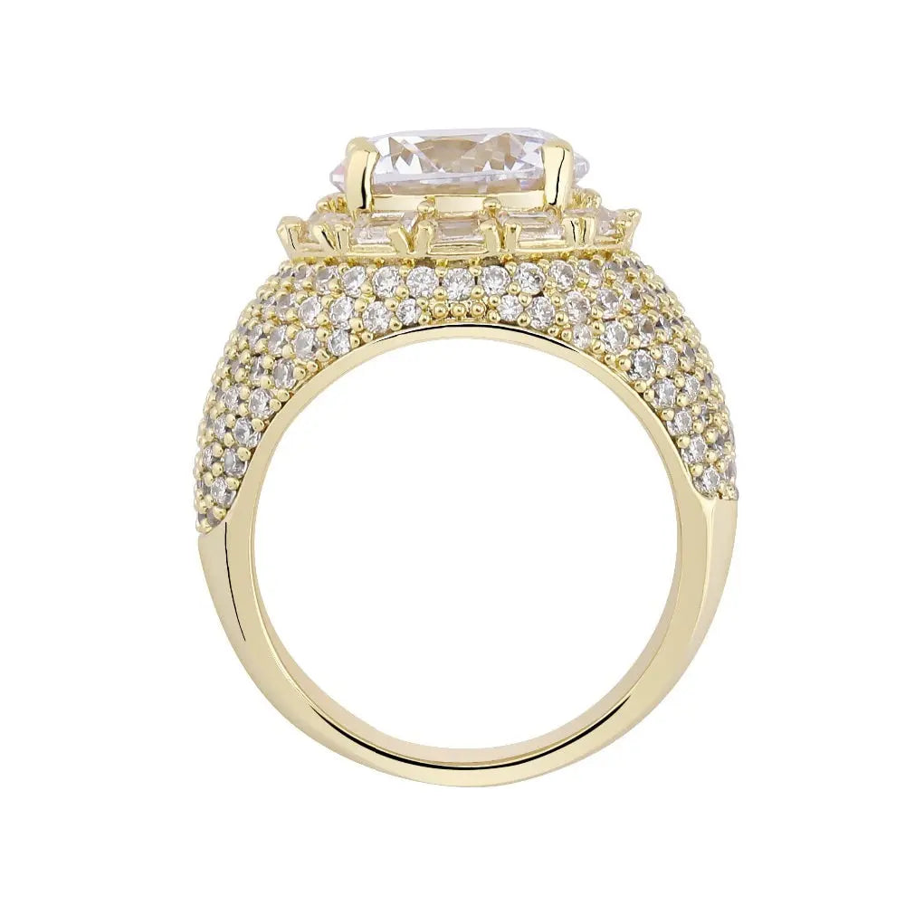 Clustered Diamond Band Ring in Yellow Gold | - The Icetruck